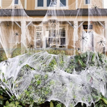 SZTUCZNA DUŻA PAJĘCZYNA BIAŁA PAJĄKI NA HALLOWEEN