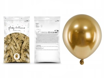 Balony chromowane Glossy złote 5cali 12cm 50szt