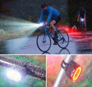 ВЕЛОСИПЕДНАЯ ЛАМПА СВЕТОДИОДНАЯ ПОДСВЕТКА ДЛЯ ВЕЛОСИПЕДНОГО РУЛЯ ПЕРЕДНЯЯ + ЗАДНЯЯ USB ПИТАНИЕ