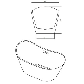 ОТДЕЛЬНОСТОЯЩАЯ ВАННА RICA 513C БЕЛАЯ ПЕРЕЛИВ ХРОМ 170x75 СМ