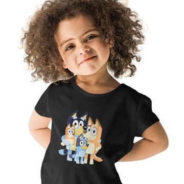 T-SHIRT KOSZULKA DZIECIĘCA BAWEŁNA BAJKA BLUEY Blue CZARNA 128/134
