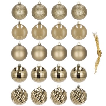 РОЖДЕСТВЕНСКИЕ ШАРЫ, небьющиеся, 20 шт. НАБОР 6СМ ДЛЯ ЕЛКИ, ПРЕМИУМ УЗОРЫ.