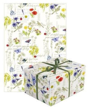 PAPIER PREZENTOWY KWIATY OWADY DECOUPAGE URODZINY