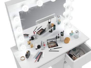 BETA 12 LED косметический туалетный столик + ТАБУРЕТ, белый