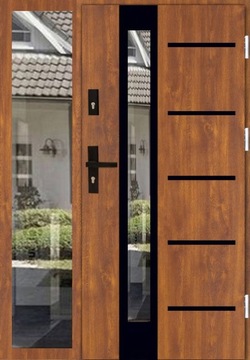 DRZWI STALOWE Z DOŚWIETLEM BOCZNYM DB INOX 16ZD5 BLACK PIANA UD 1,3