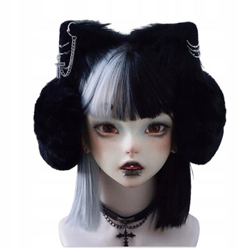 Harajuku Punk pluszowe kot nauszniki zimowe czarne
