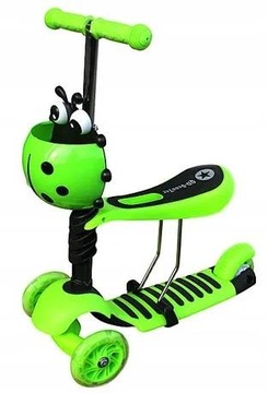 Трёхколесный балансировочный самокат BIEDRONKA ДЕТСКИЙ 3в1 LED ЗЕЛЕНЫЙ