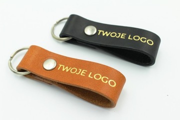 200 рекламных брелоков Кожаный брелок «ВАШ ЛОГОТИП» с тиснением в упаковке