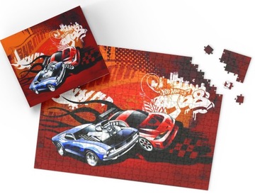 PUZZLE - HOT WHEEL S AUTA - PREZENT NA ŚWIĘTA WZORY - 252el + PUDEŁKO