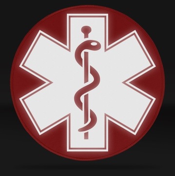 ЗВЕЗДА ЖИЗНИ КРАСНАЯ НАШИВКА НА ЗАЛИВКЕ - ESKULAP