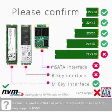 Адаптер M.2 NVMe Jeyi 10 Гбит/с/отсек для диска