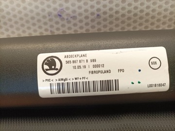 ROLETA KUFRU SKODA OE 565867871B