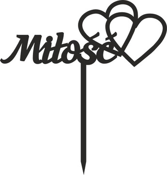 Topper na tort weselny Miłość serca czarny plexi