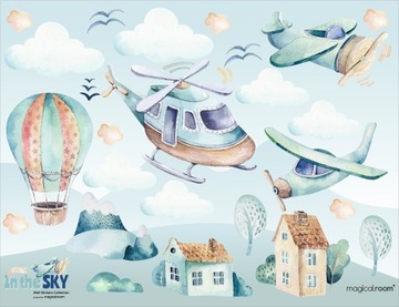 Naklejki na ścianę dla chłopca HELIKOPTER I BALONY