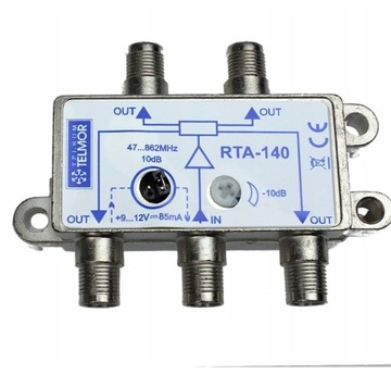 Rozgałęźnik aktywny na 4 TV Telmor RTA140 DVB-T
