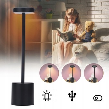 СЕНСОРНАЯ ЛАМПА НАСТОЛЬНАЯ ЛАМПА 3 РЕЖИМА, Черный