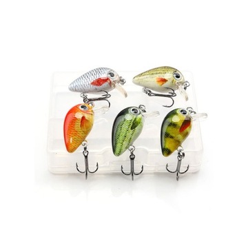 Wobler Crankbait 1,5g/3cm zestaw 5 sztuk + pudełko