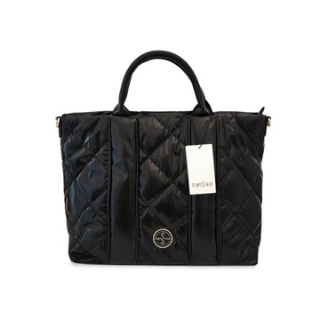 Eva Minge torba shopper czarna lakierowana pikowana
