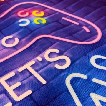 СОВРЕМЕННЫЙ КОВЕР ДЛЯ ГЕЙМЕРОВ NEON LETS PLAY 100X140