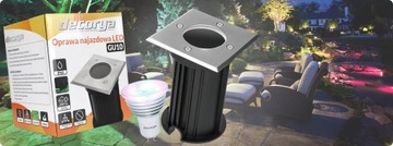 LAMPA LED OPRAWA OGRODOWA WPUSZCZANA W GRUNT CHODNIK ZESTAW Z ŻARÓWKĄ RGB