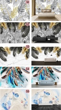 ФОТО ОБОИ ПЕРО ЦВЕТ ПАЛЬМОВЫЕ ЛИСТЬЯ ГРАФИКА