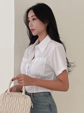 СЕРЫЙ ТОП CEOP КОРОТКАЯ РУБАШКА С КОРОТКИМ РУКАВОМ SHEIN 40