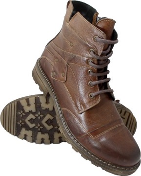 BUTY TRZEWIKI MĘSKIE SKÓRA BRĄZ 41 27,5 cm PAN 744
