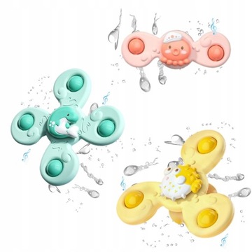 Zestaw Fidget Spinner z przyssawką 3 sztuki