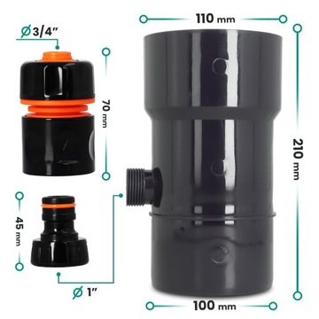 ŁAPACZ DESZCZÓWKI 110 MM ZBIERACZ WODY DESZCZOWEJ ODZYSKIWACZ RYNNY GRAFIT