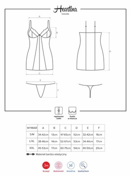 Gorąca sex koszulka stringi komplet Heartina S/M O