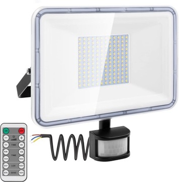 100W czujnik ruchu LED lampa zewnętrzna reflektor z PIR 10000 LM 6500K R344