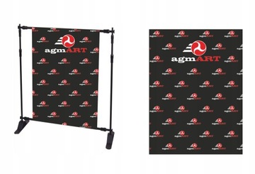 ФОТОГРАФИЧЕСКИЙ ФОН стена с логотипом, названием и надписью компании.