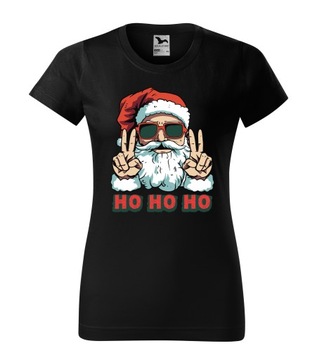 KOSZULKA T-SHIRT CZARNA DAMSKA ŚWIĄTECZNA PREZENT NA ŚWIĘTA MIKOŁAJKI M
