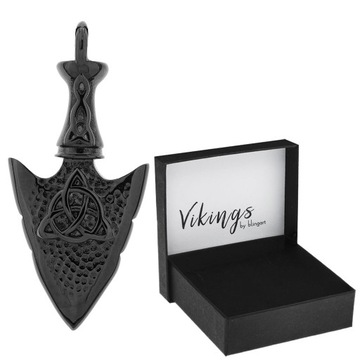 Zawieszka męska wisiorek Triquetra czarna anodowana stal 316L VIKINGS