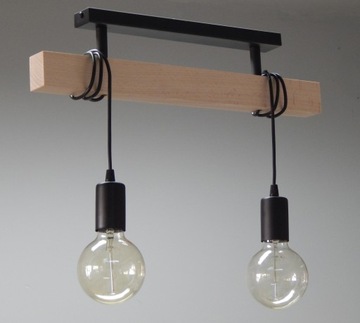 ЛЮСТРА ЛАМПА ПОТОЛОЧНЫЙ ФУНДАМЕНТ 015-2PL ДЕРЕВЯННЫЙ ЛОФТ СОВРЕМЕННАЯ ГОСТИНАЯ КУХНЯ