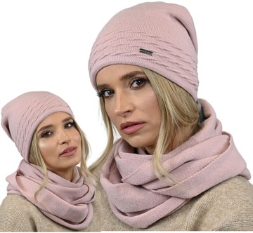 CZAPKA + KOMIN Komplet Damski na polarze zestaw Kolory K1