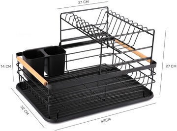 ДВУХУРОВНЕВАЯ СУШИЛКА ПОСУДЫ СУШИЛКА ДЛЯ СТОЛОВЫХ ПРИБОРОВ С ДЕРЕВЯННЫМИ РУЧКАМИ