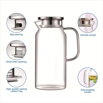 СТЕКЛЯННЫЙ КУВШИН С МЕТАЛЛИЧЕСКОЙ КРЫШКОЙ 1,8л x RM