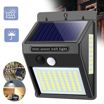 LAMPY SOLARNE DO UŻYTKU NA ZEWNĄTRZ 100LED ŚCIENNA LAMPA Z CZUJNIKIEM RUCHU
