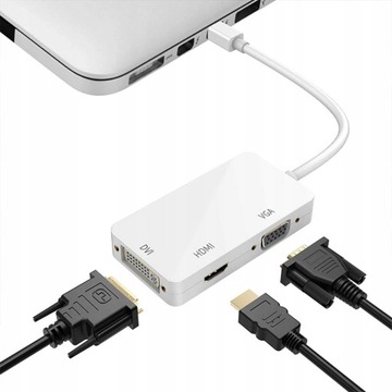 AUDA Adapter mini DisplayPort DP do HDMI VGA DVI