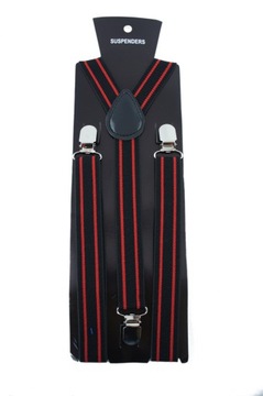 Szelki w PASKI czarne-czerwone 120-200cm WZROSTU