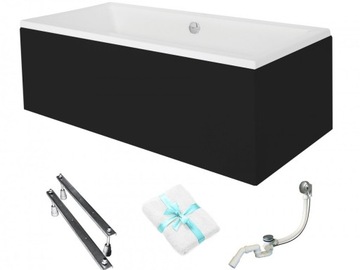 BESCO Wanna 165x75 Quadro z czarną obudową + Syfon