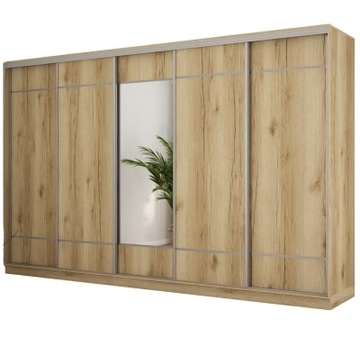 Szafa przesuwna z lustrem 400 cm POJEMNA 4 drążki
