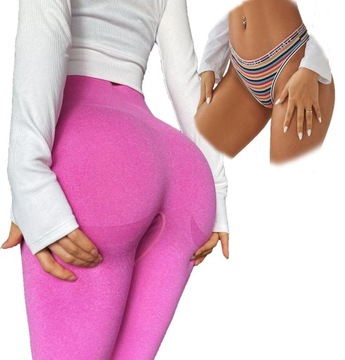 LEGGINSY PUSHUP SPORTOWE FITNESS GŁADKIE MODELUJĄCE r.M