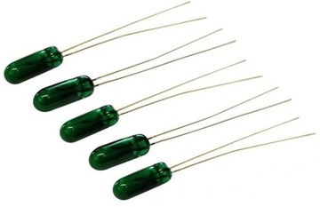 ŻARÓWKA 12V T3 50mA 3mm ZIELONE MINIATUROWE 5 SZT