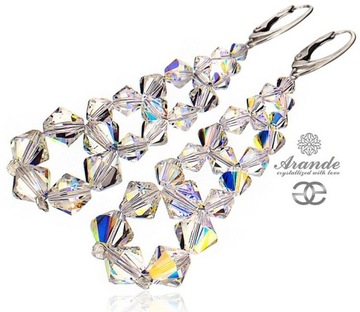 Kryształy Kolczyki Aurora Crystal Srebro Ślub