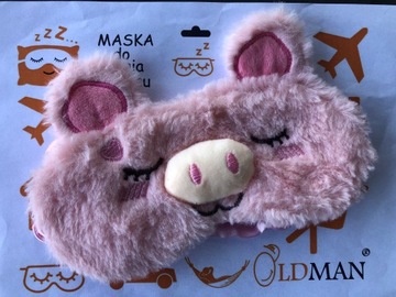 OPASKA NA OCZY MASKA DO SPANIA SNU RELAKSU ŚWINKA na gumce Oldman pluszowa