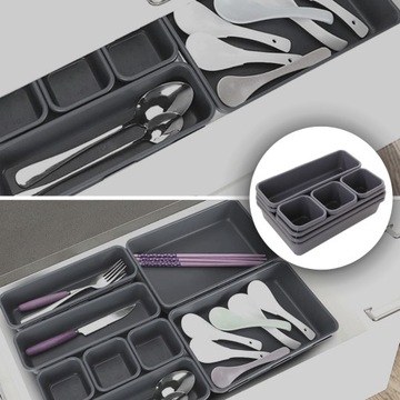 НАБОР ОРГАНАЙЗЕРА ВСТАВКА ДЛЯ ЯЩИКА, 8 шт, СЕРЫЙ