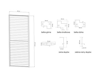 ŚCIANKA ŻALUZJOWA DO PERGOLI KEA SZARA PANEL BOCZNY 90 CM ALUMINIOWY