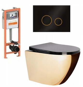 MISA WC RIMLESS ZŁOTA POLSKI STELAŻ PRZYCISK